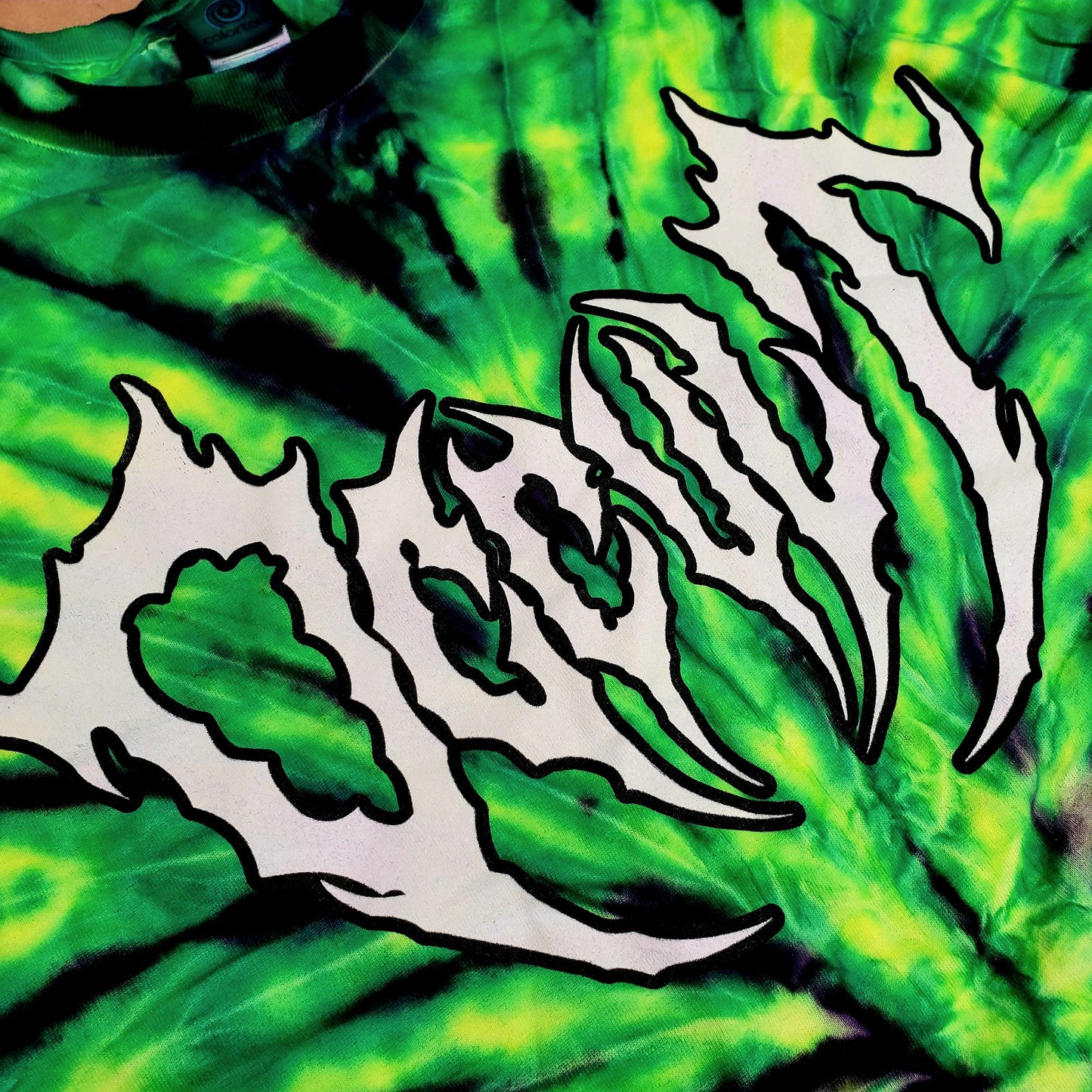 GREEN AND BLACK TIE DIE OCCULT SHIRT