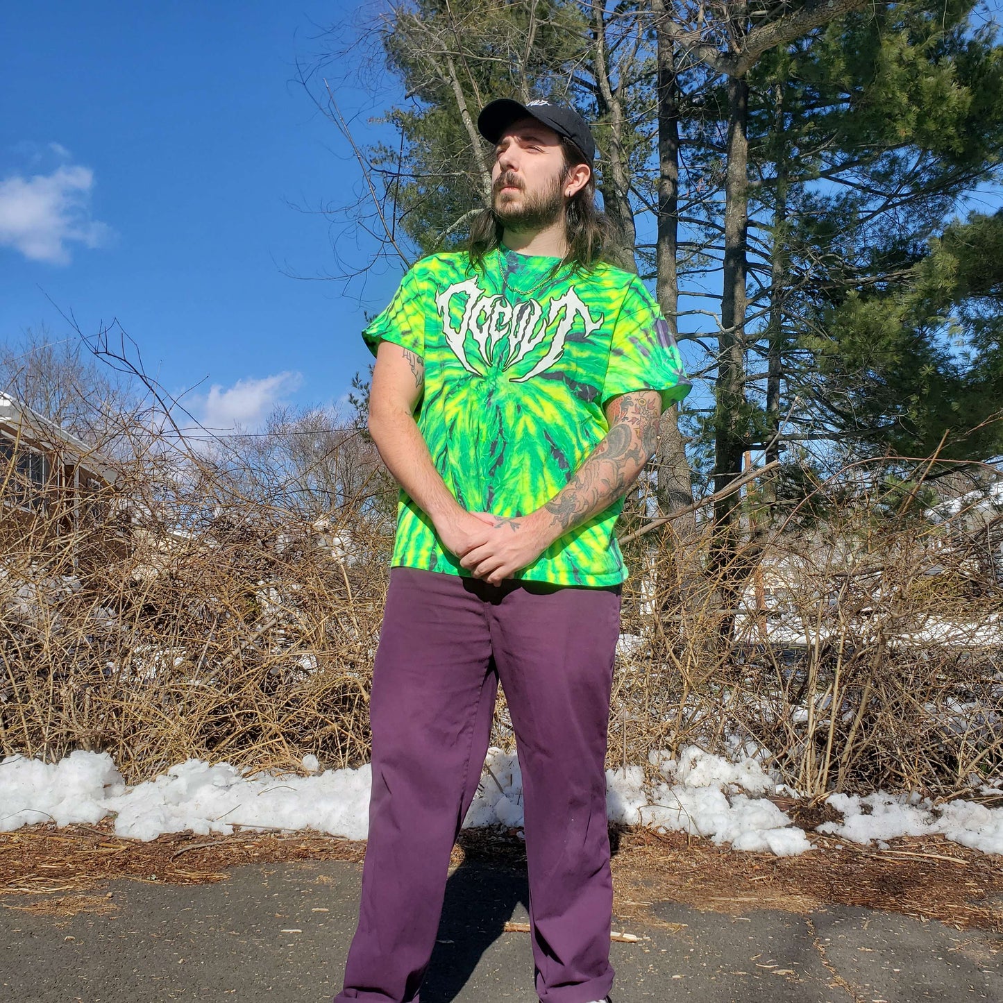 GREEN AND BLACK TIE DIE OCCULT SHIRT
