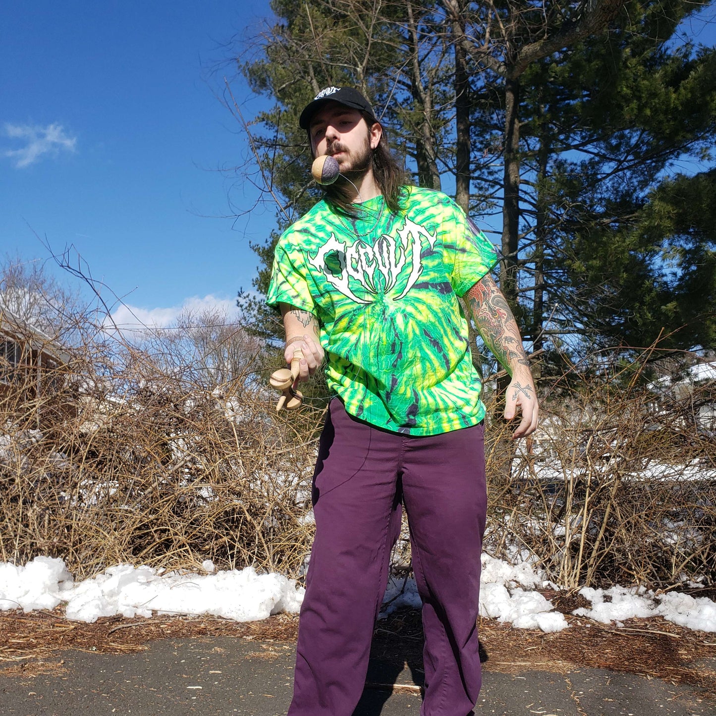 GREEN AND BLACK TIE DIE OCCULT SHIRT
